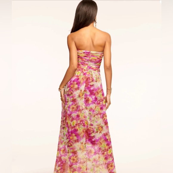 New Ramy Brook Sierra Crinkled Strapless Maxi Dress Lilac Sunburst size 8 - Picture 3 of 17